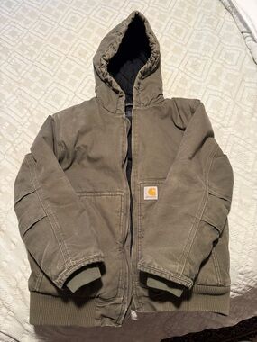 Carhartt Kids Hooded Puffer Jacket in Olive